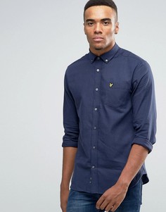 Темно-синяя меланжевая фланелевая рубашка на пуговицах Lyle & Scott - Темно-синий