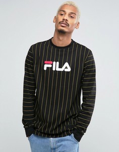 Черный лонгслив в тонкую полоску Fila - Черный