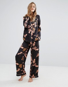 Пижамные брюки с цветочным принтом Y.A.S - Черный