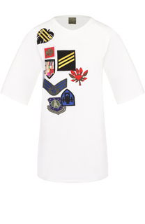 Удлиненная хлопковая футболка с нашивками Mr&amp;Mrs Italy