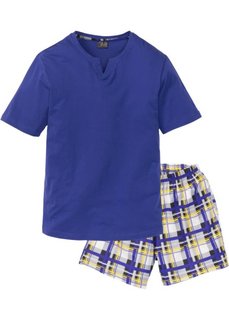 Короткая мужская пижама (сапфирно-синий в клетку) Bonprix