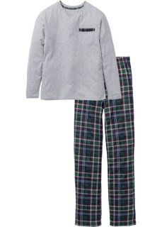 Пижама (светло-серый меланж в клетку) Bonprix