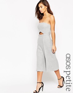 Комбинезон из фактурной ткани с вырезами ASOS PETITE Premium - Серый