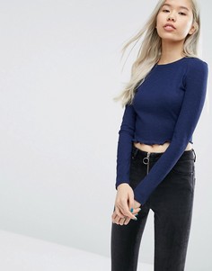 Укороченный лонгслив ASOS - Темно-синий