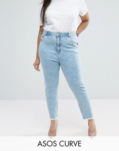 Узкие джинсы в винтажном стиле с необработанным краем ASOS CURVE FARLEIGH - Синий