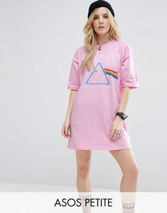 Розовое платье-футболка с принтом Pink Floyd ASOS PETITE - Розовый
