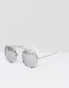 Круглые солнцезащитные очки с зеркальными линзами и мраморной отделкой ASOS - Черный