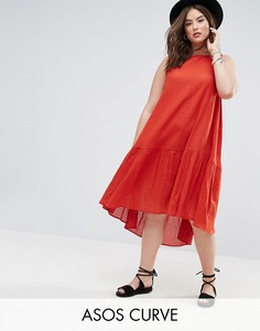 Свободное платье миди из ткани добби ASOS CURVE - Красный