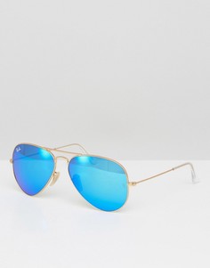 Солнцезащитные очки-авиаторы с зеркальными стеклами Ray-Ban 0RB3025 - Золотой