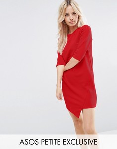 Асимметричное цельнокройное платье в крупный рубчик ASOS - Красный