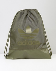Рюкзак оливкового цвета на шнурке adidas Originals BK6757 - Зеленый