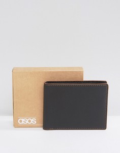 Кожаный бумажник с контрастной отделкой по краю ASOS - Черный