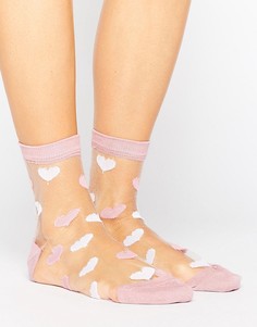 Полупрозрачные носки с сердечками ASOS - Розовый