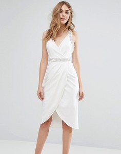Платье миди с запахом и декоративной отделкой TFNC - Белый