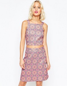 Укороченный жаккардовый топ с открытой спиной ASOS - Мульти