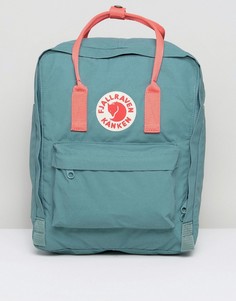 Классический зеленый рюкзак с контрастной розовой отделкой Fjallraven Kanken - Зеленый