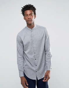 Рубашка с воротником на пуговице и асимметричным краем Selected Homme - Серый