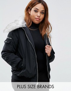 Куртка с воротником из искусственного меха New Look Plus - Черный