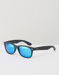 Вайфареры с синими зеркальными стеклами Ray-Ban 0RB2132 - Черный