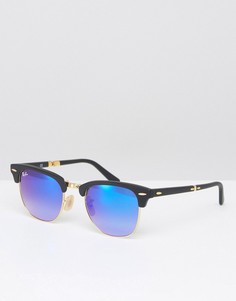 Вайфареры Клабмастер с синими стеклами Ray-Ban 0RB2176 - Черный