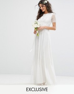 Декорированное платье макси в винтажном стиле Amelia Rose Bridal - Белый