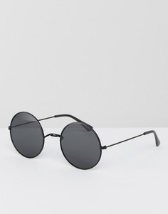 Черные круглые солнцезащитные очки с плоскими линзами ASOS - Черный