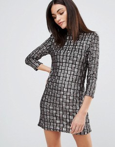 Цельнокройное платье с отделкой пайетками Goldie Alexa - Серый