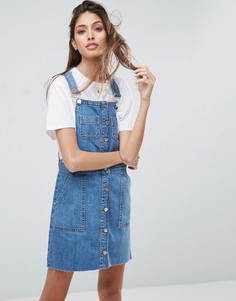 Джинсовое выбеленное платье мини на пуговицах ASOS - Синий