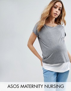Двухслойная футболка для кормления ASOS Maternity - Серый