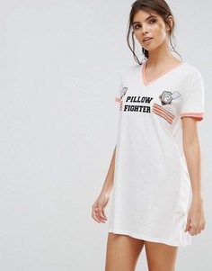 Ночная рубашка с принтом Pillow Fighter Mink Pink - Белый