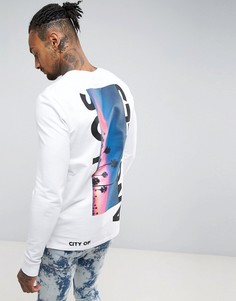 Удлиненный облегающий свитшот с принтом ASOS - Белый