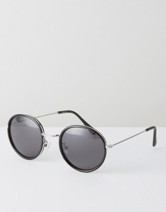 Черные круглые солнцезащитные очки с черными стеклами ASOS - Черный