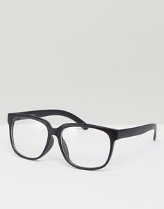 Черные матовые квадратные очки с прозрачными стеклами ASOS - Черный