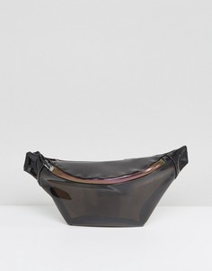 Прозрачная сумка-кошелек на пояс с переливающейся молнией ASOS - Черный