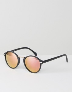 Черные матовые солнцезащитные очки с зеркальными стеклами цвета розового золота ASOS - Черный