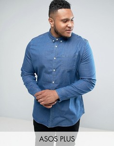 Эластичная облегающая джинсовая рубашка ASOS PLUS - Синий