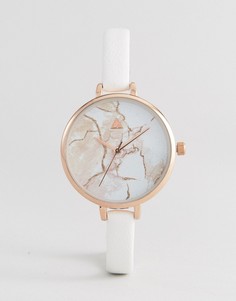 Часы с большим циферблатом и узким ремешком с мраморным принтом ASOS CURVE - Кремовый