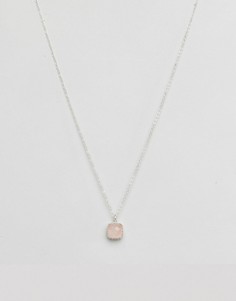 Ожерелье с подвеской из розового кварца Pieces - Серебряный