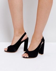 Босоножки на блочном каблуке с открытой пяткой и носком Missguided - Черный