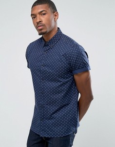 Облегающая рубашка с принтом Burton Menswear - Темно-синий