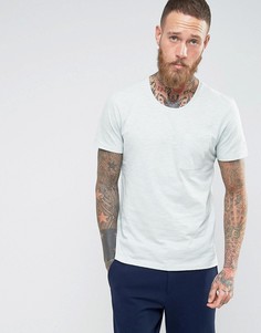 Меланжевая трикотажная футболка с карманом Selected Homme - Синий