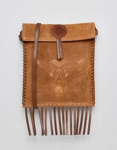 Светло-коричневая кожаная сумка для путешествий с тиснением ASOS - Рыжий