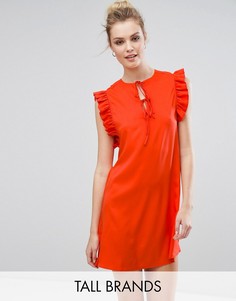 Платье с оборкой и завязками Fashion Union Tall - Красный