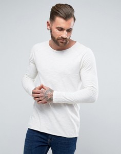 Лонгслив с необработанными краями Nudie Jeans Co Otto - Кремовый