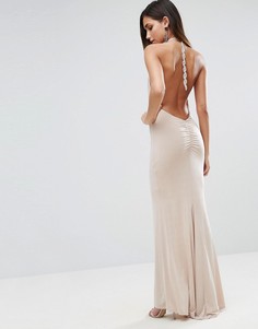 Платье макси с завязкой на шее и оборками ASOS - Розовый