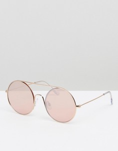 Солнцезащитные очки в круглой оправе с вырезами PrettyLittleThing - Золотой