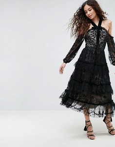 Кружевное платье с открытыми плечами Needle & Thread Primrose - Черный