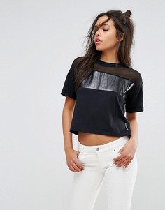 Топ с прозрачной отделкой и логотипом Calvin Klein Jeans - Черный