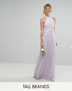 Плиссированное платье макси с высоким воротником TFNC Tall Wedding - Фиолетовый