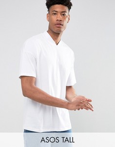 Белая oversize-футболка с V-образным вырезом ASOS TALL - Белый